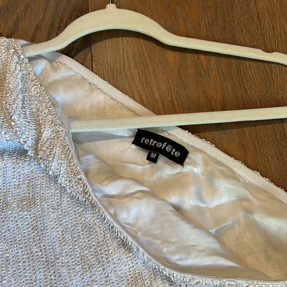 Retrofete One-Shoulder Sequin Asymmetric Minidress in Moonlight White - Picture 9 of 10